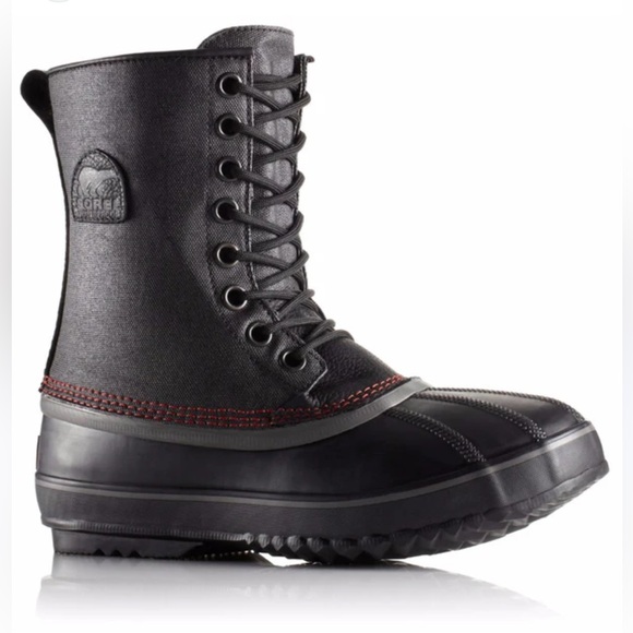 Like New Sorel Men\'s Black and Red 1964 Premium Boots
